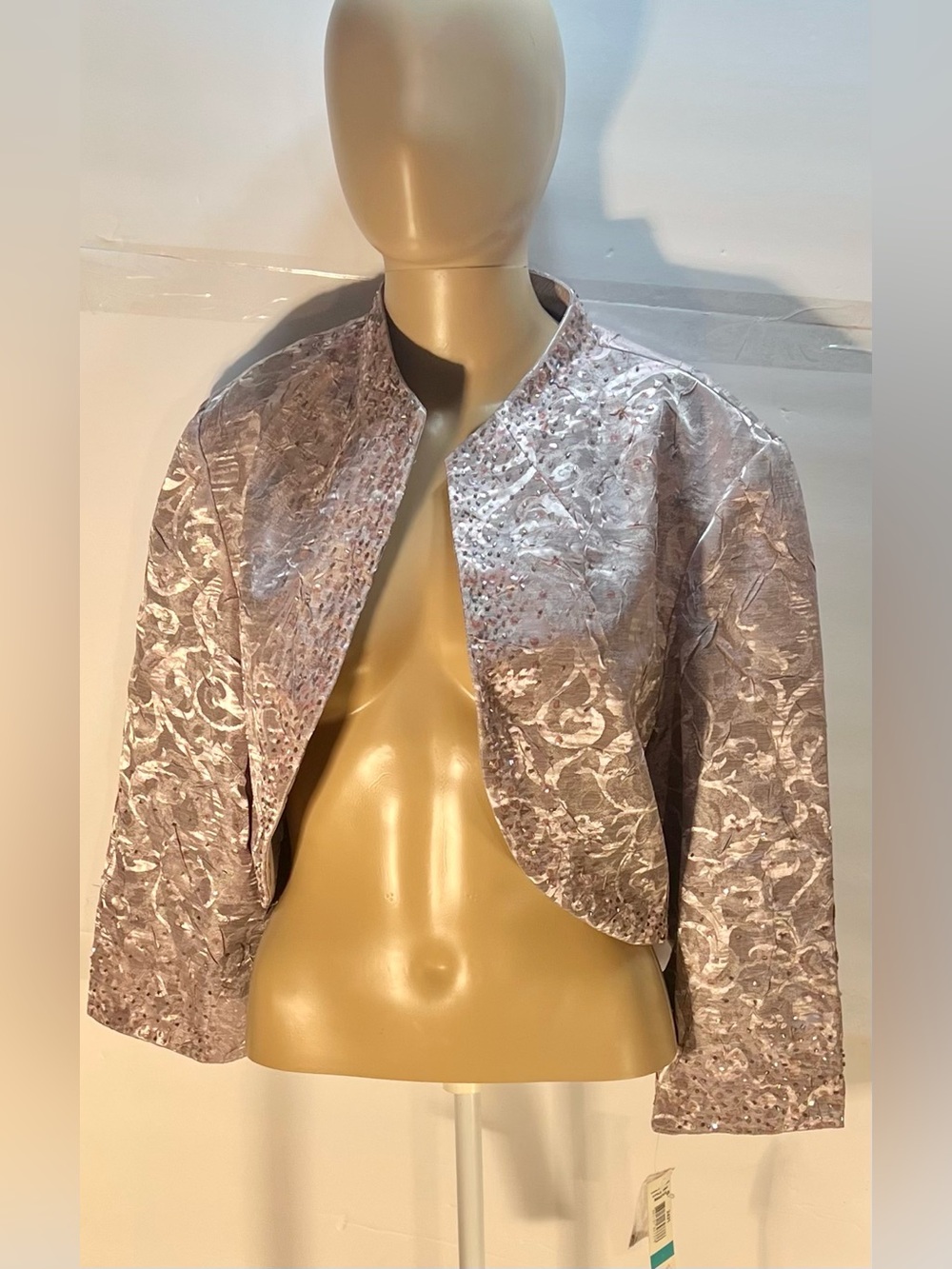 Metallic Rose-Blend Cropped Jacket